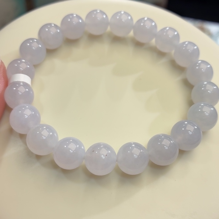 翡翠未镶嵌手链冰胶浅紫卡9.8