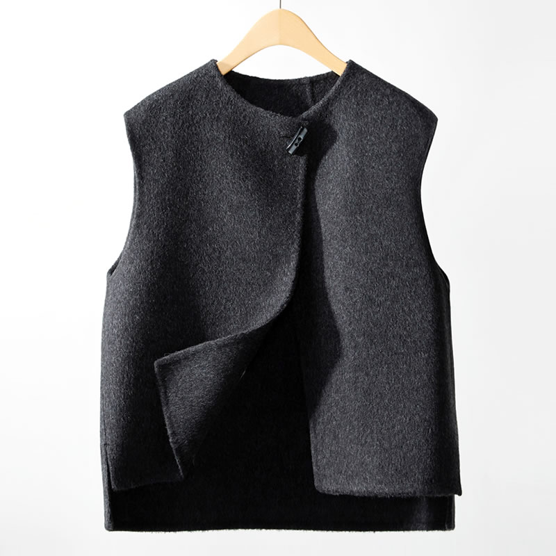 100%双面羊毛高端百搭纯羊毛马甲2025秋冬新款女马甲无袖大码气质