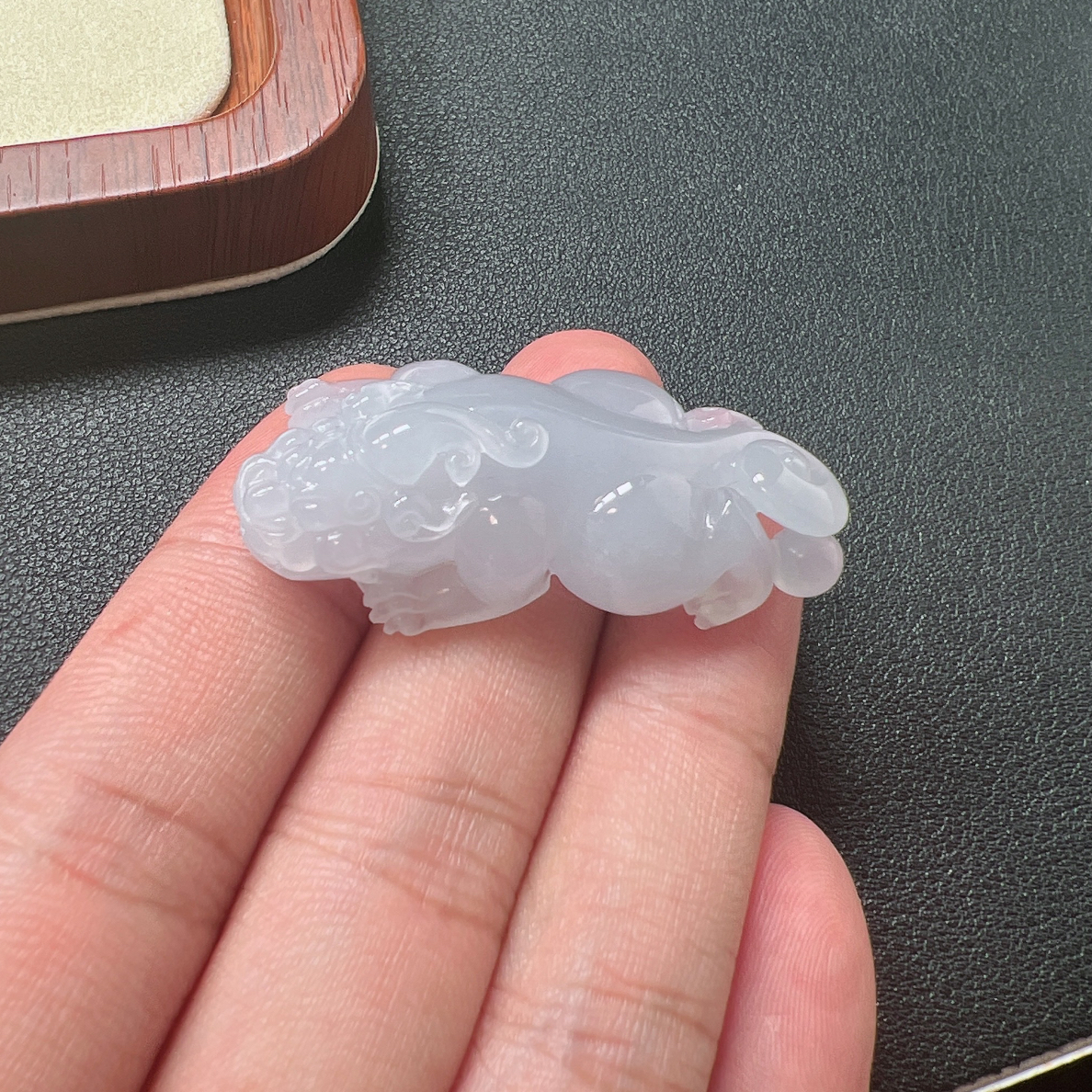 天然缅甸翡翠A货 冰种紫罗兰貔貅精美吊坠挂饰尺寸46-20-14mm