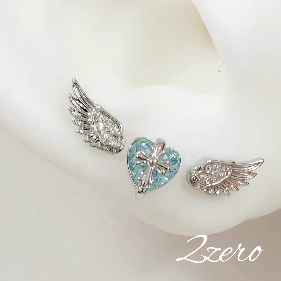 钛钢耳饰 钛钢耳饰蓝色耳骨钉三耳洞耳钉2025新款爆款高级感耳钉