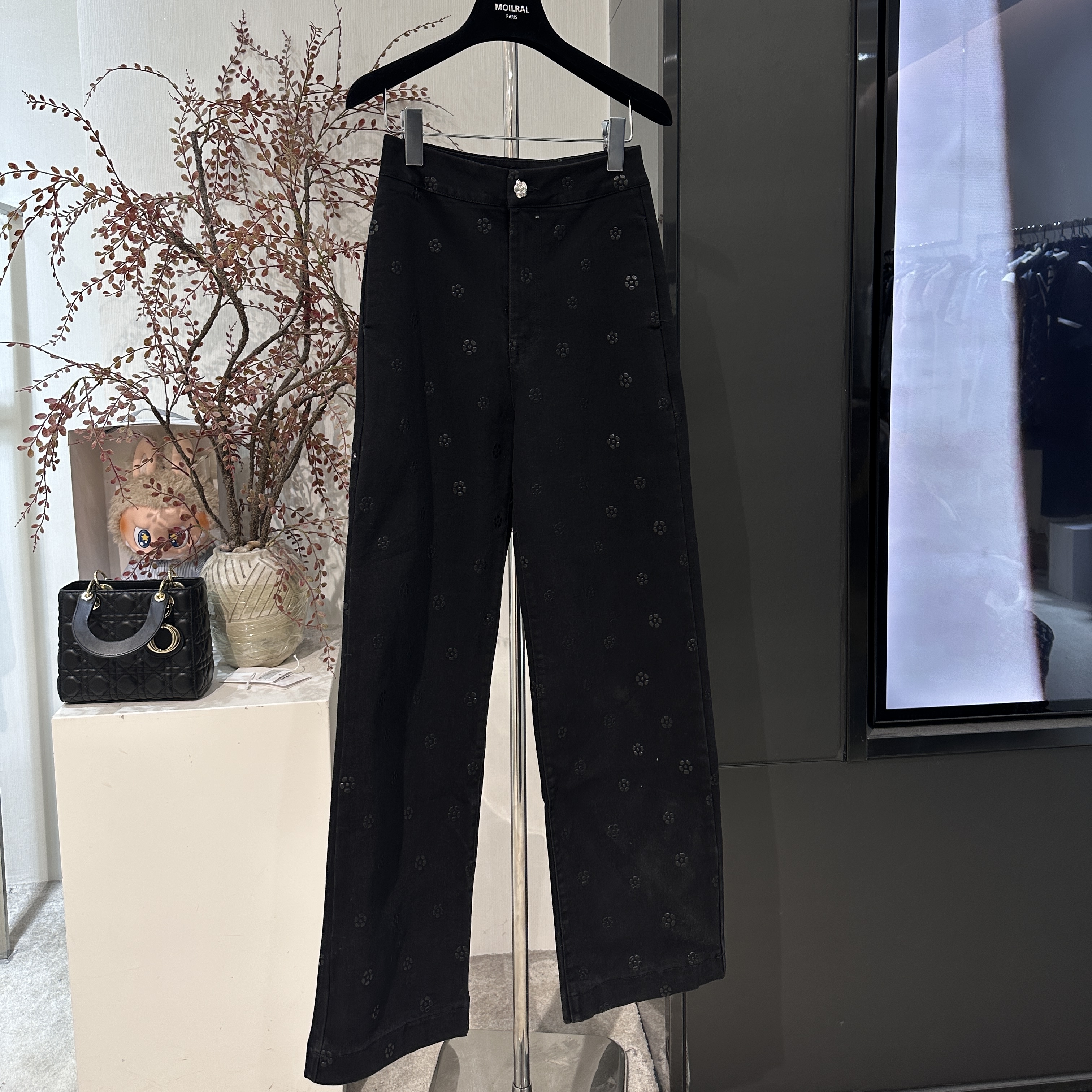 LT裤子阔腿裤休闲裤时尚黑色喇叭裤女装牛仔裤581