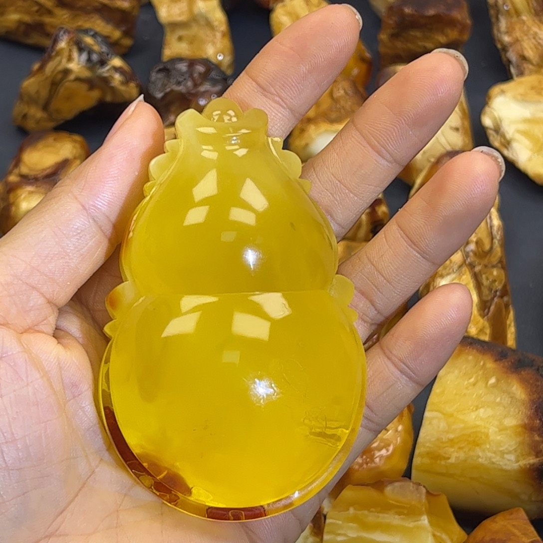 定制琥珀未镶嵌蜜蜡葫芦66克