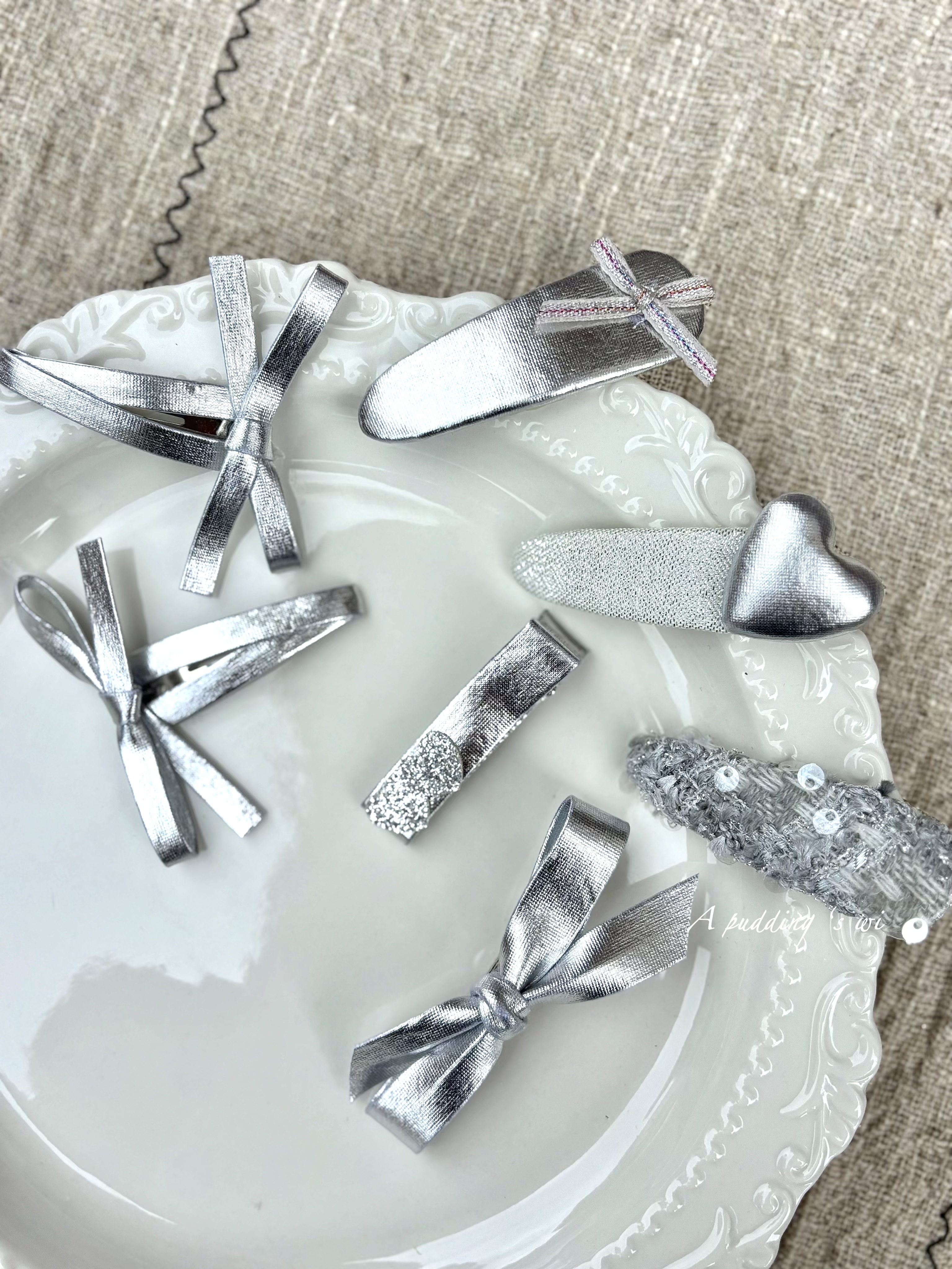 简约气质银系发夹儿童亮片星星侧边碎发刘海夹女孩百搭3卡装（7个）