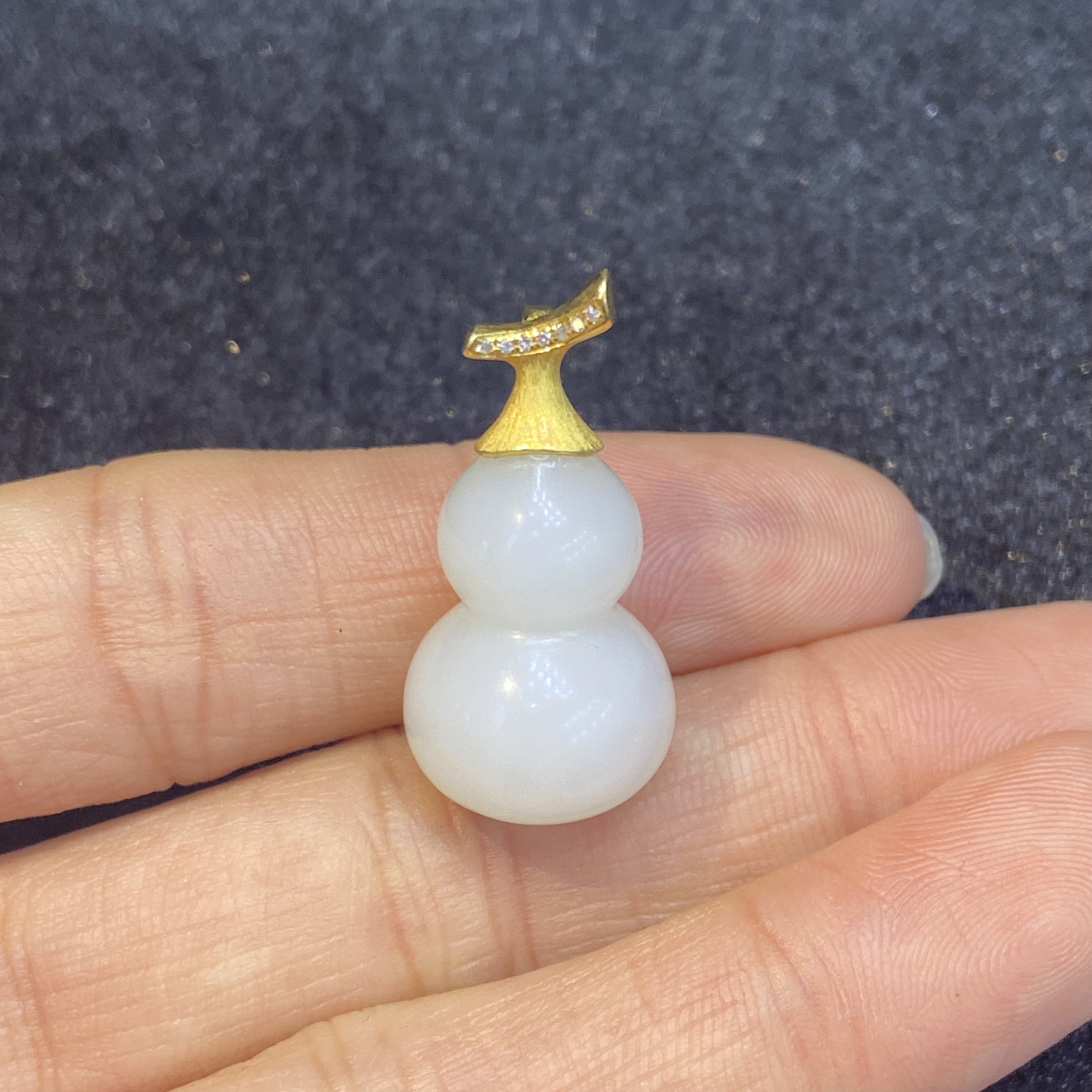 【华林鹿姐】18k白玉和田玉葫芦吊坠 不含连 LM13