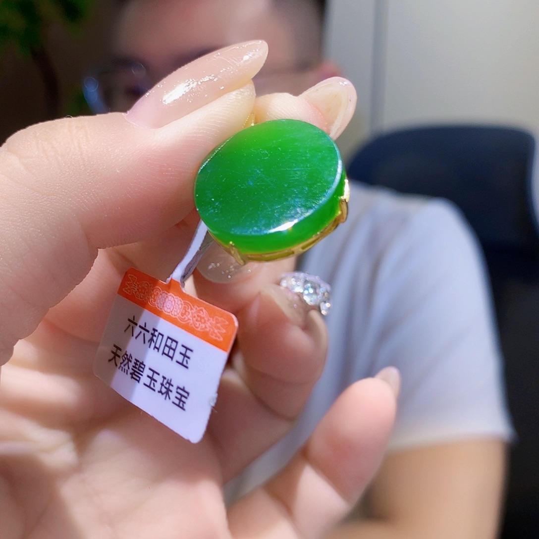 和田玉（碧玉）银S925镀金镶嵌颈饰