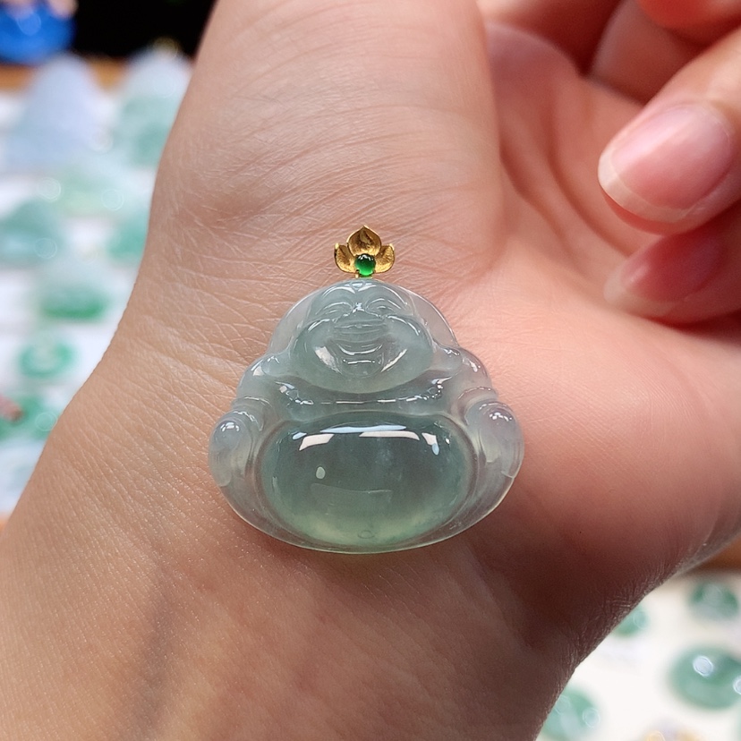 【闪购商品】翡翠18K金镶嵌吊坠(赠链)