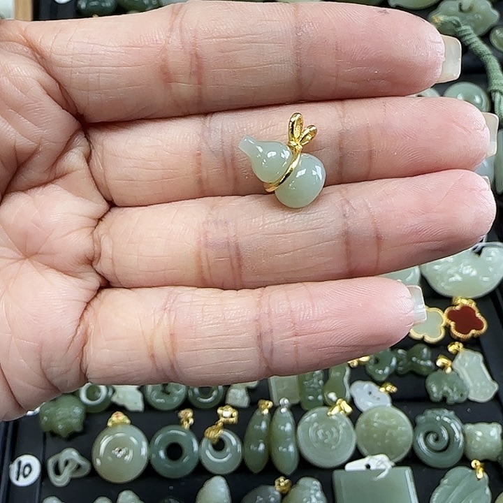 和田玉吊坠(不含链)银S925镶嵌