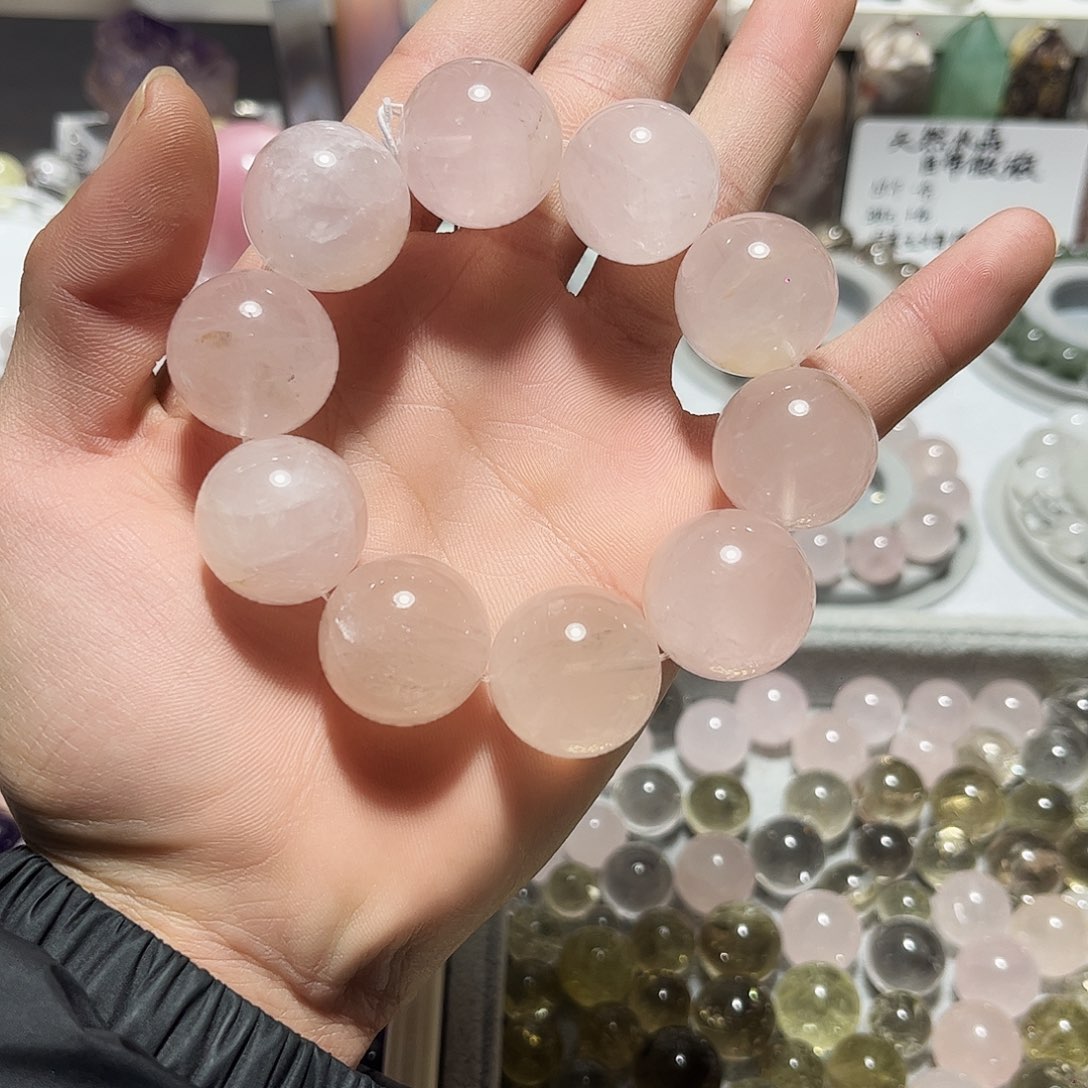 紫晶银S925镶嵌珠宝半成品特价处理粉水大咪手串21➕微瑕