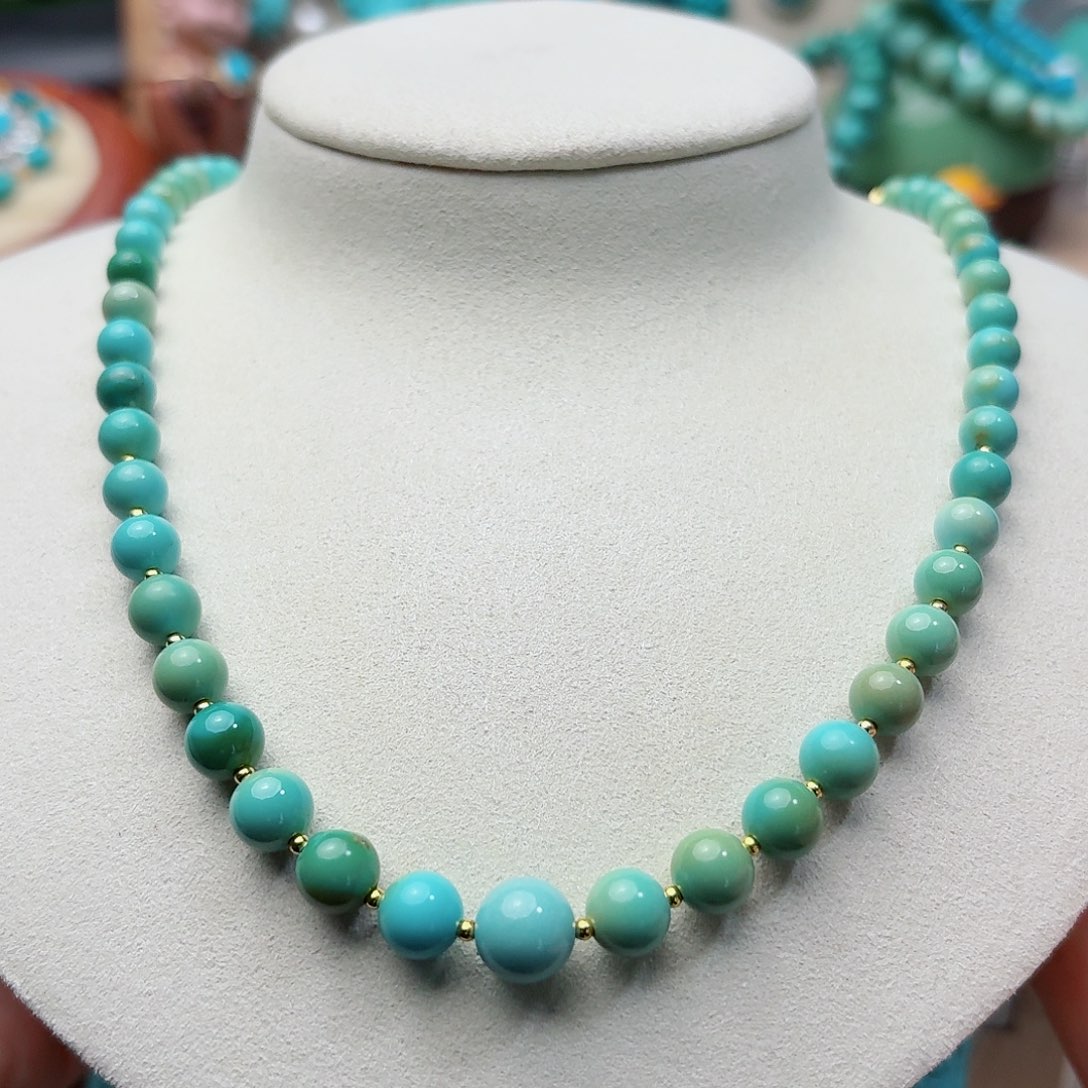 绿松石未镶嵌圆珠锁骨链