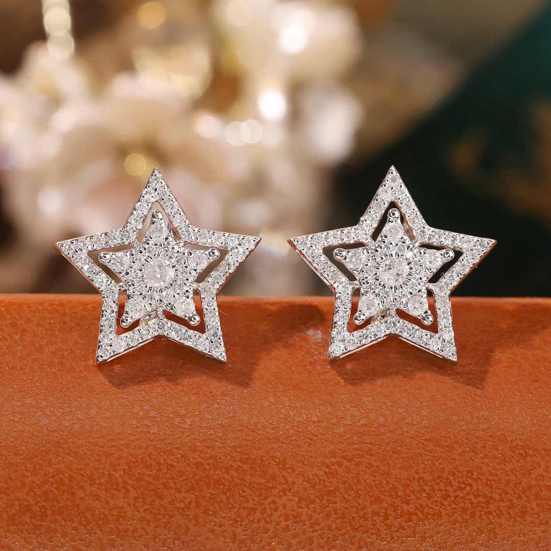 PT900铂金钻石星星耳钉