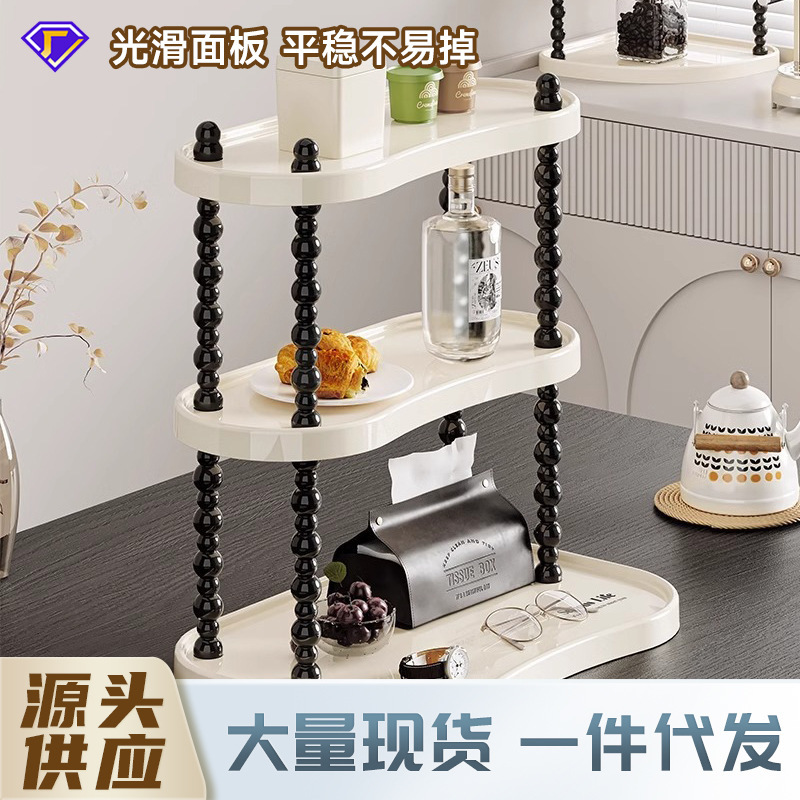 AA轻奢简约收纳置物架双层家用桌面咖啡杯架子茶杯放水杯台面收BB