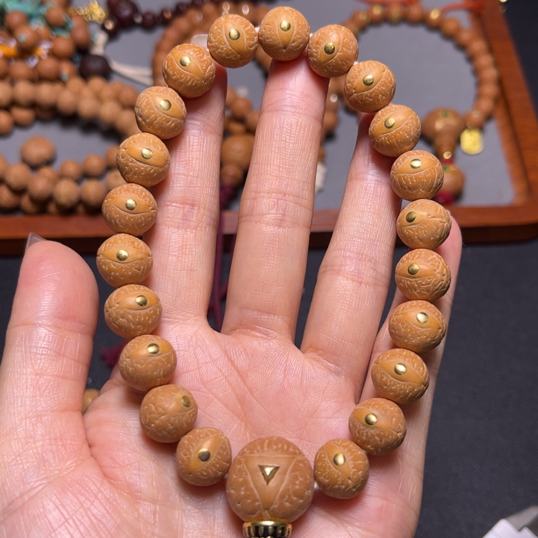 凤眼菩提吊坠12mm2025精品铜钉手串