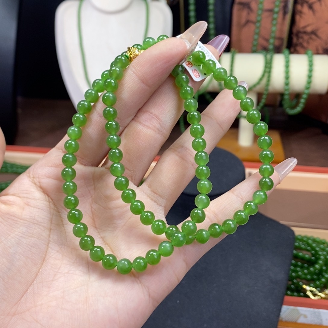 和田玉（碧玉）颈饰未镶嵌Y*阳6mm锁骨链