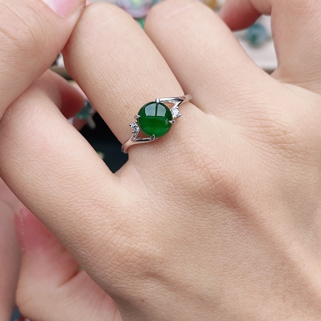 翡翠银S925镶嵌戒指