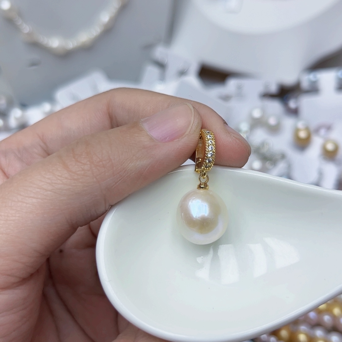 淡水珍珠耳饰银S925镶嵌