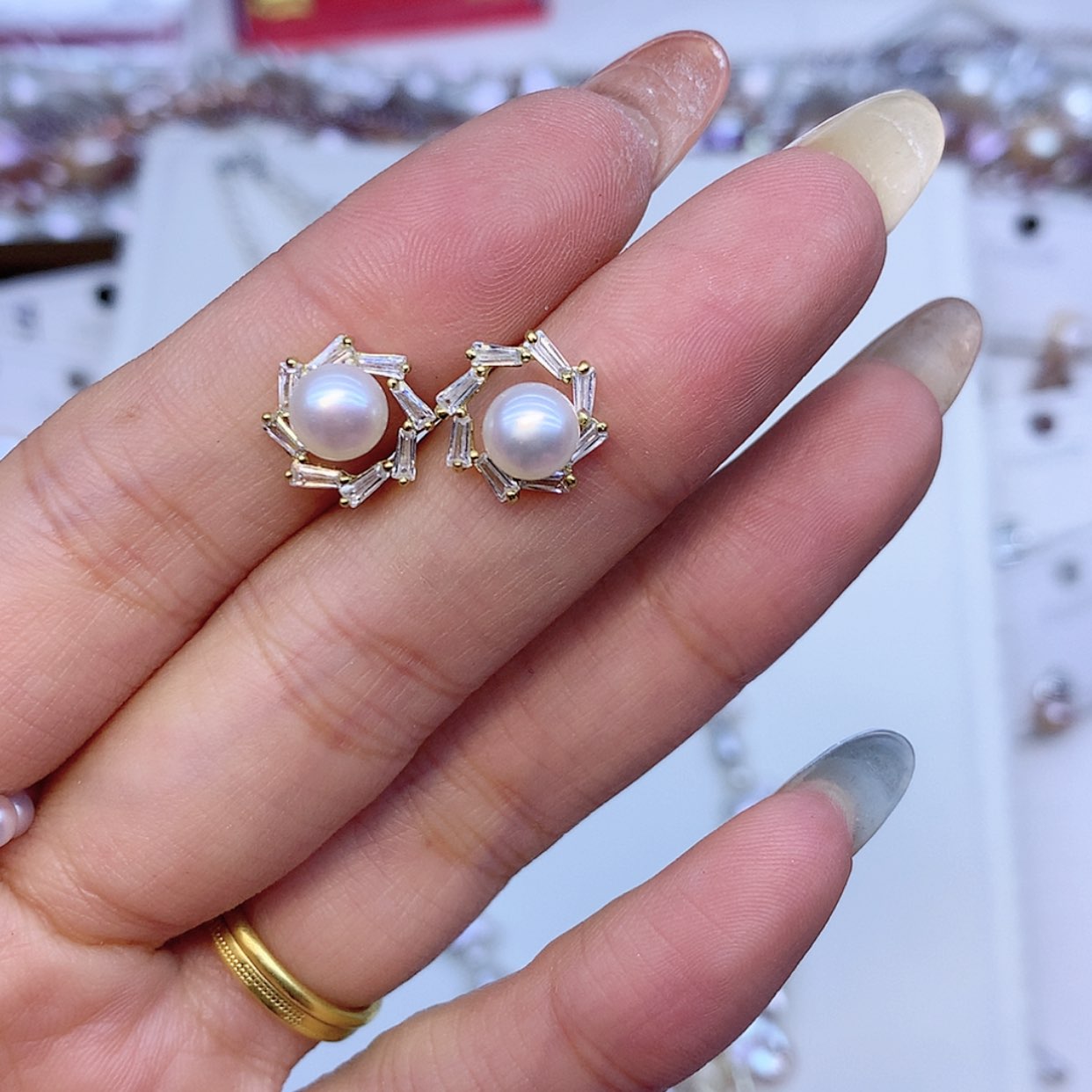 【闪购商品】淡水珍珠耳饰银S925镶嵌