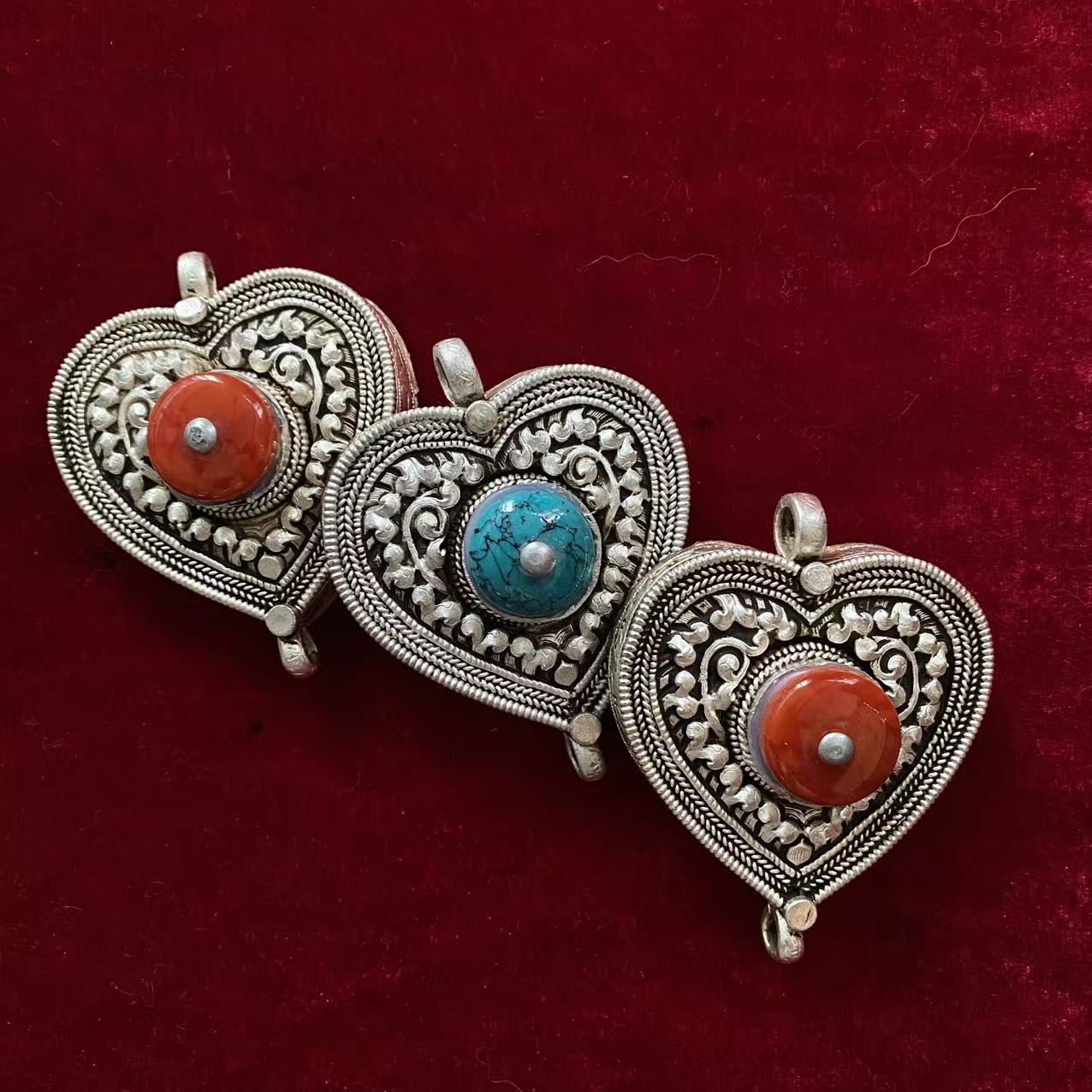 25新款藏族特色民族风手工白铜加银挂件大人小孩通用款大号5厘米