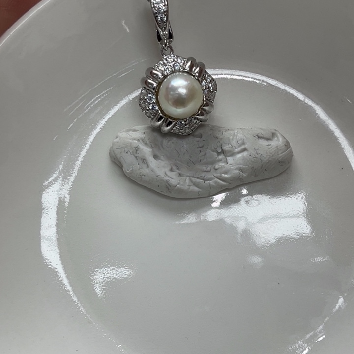 海水珍珠银S925镶嵌颈饰AK8-9mm86号