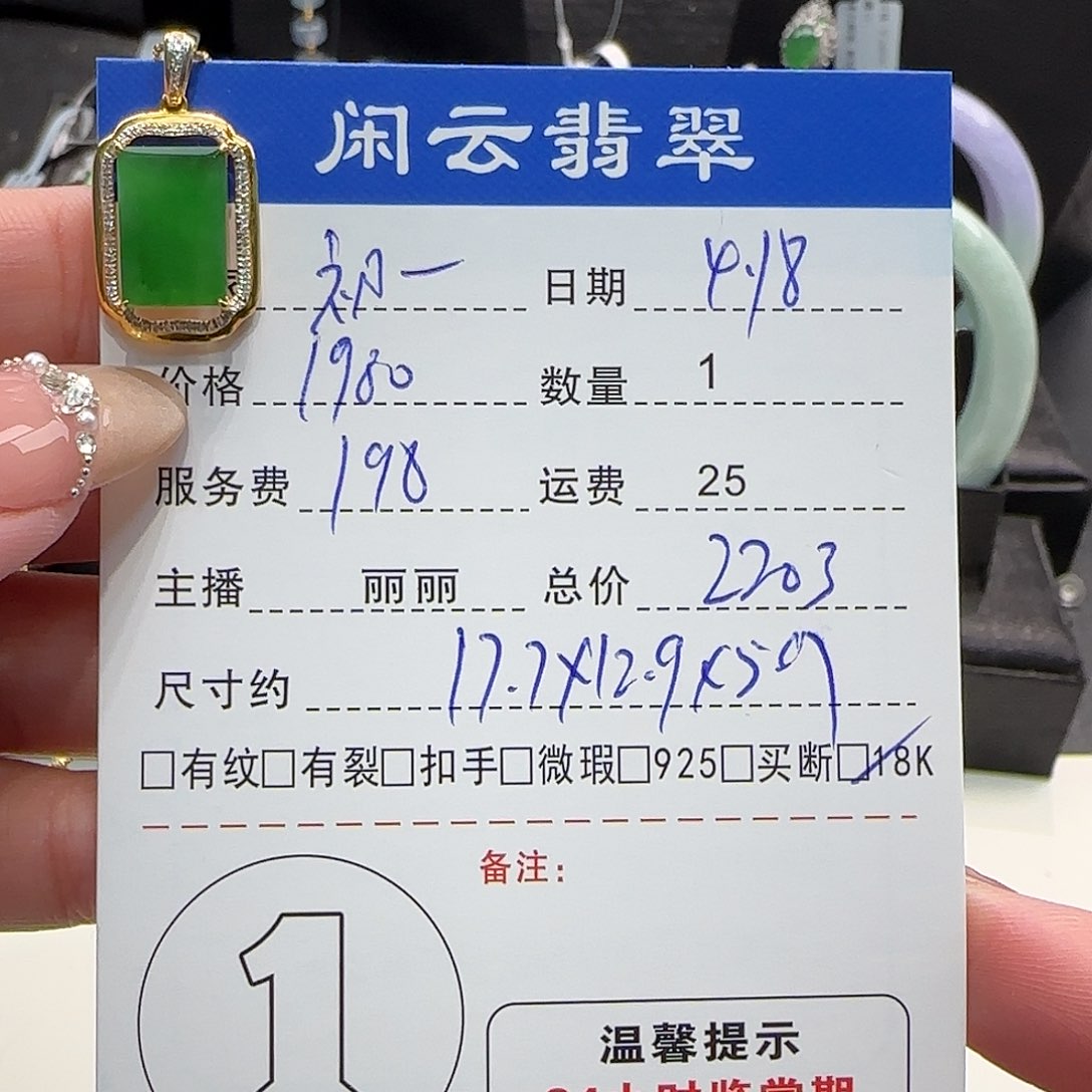 翡翠18K金镶嵌颈饰初****n