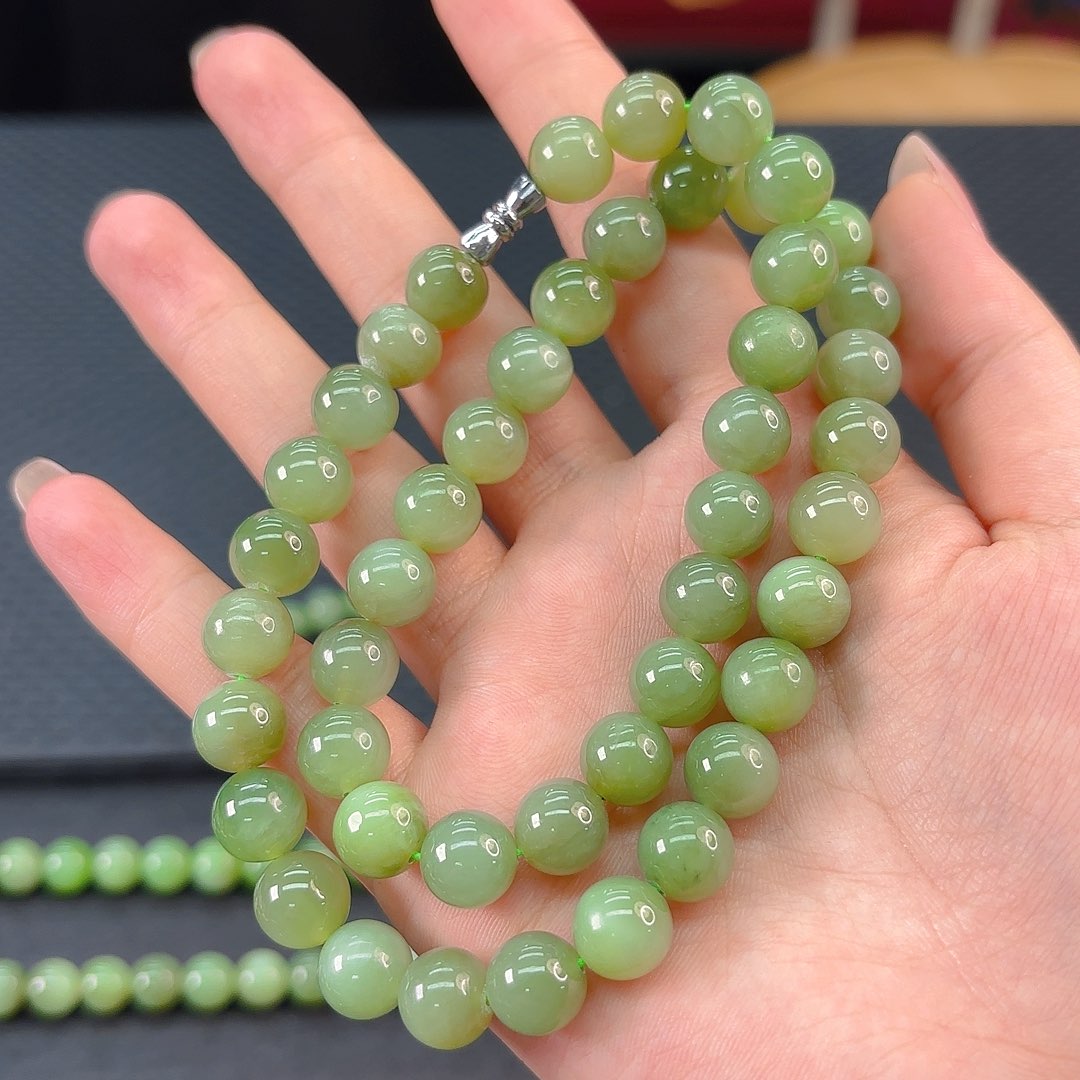 颈饰未镶嵌和田玉粉青妈妈链卡10