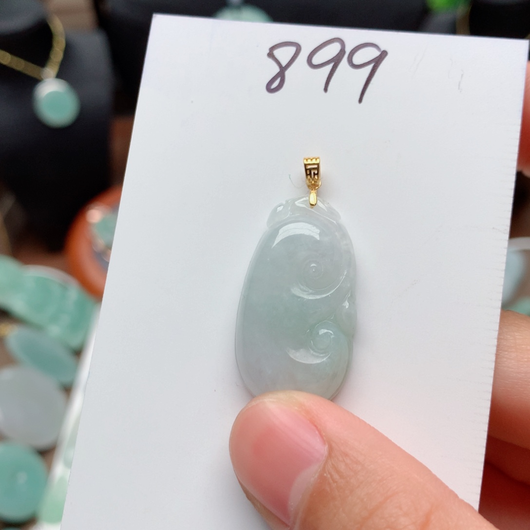 翡翠颈饰银S925镀金镶嵌吊坠