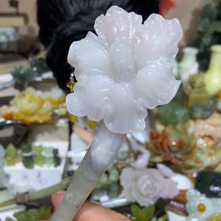 蛇纹石玉未镶嵌发饰