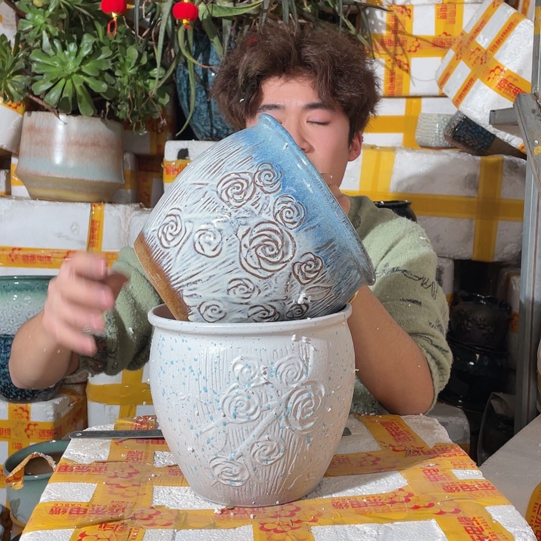 红陶宜兴紫砂花盆