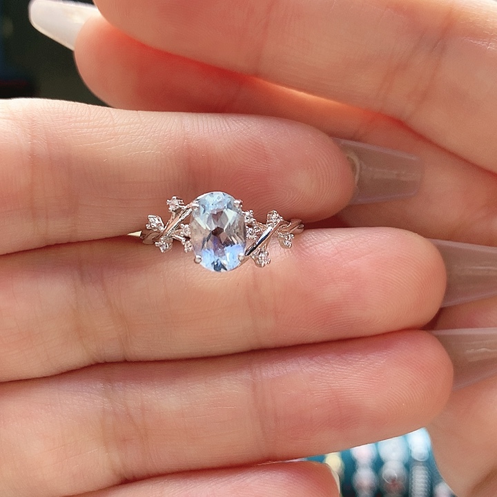 海蓝宝石戒圈银S925镶嵌