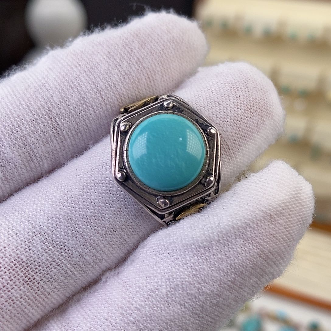 绿松石戒指银S925镶嵌