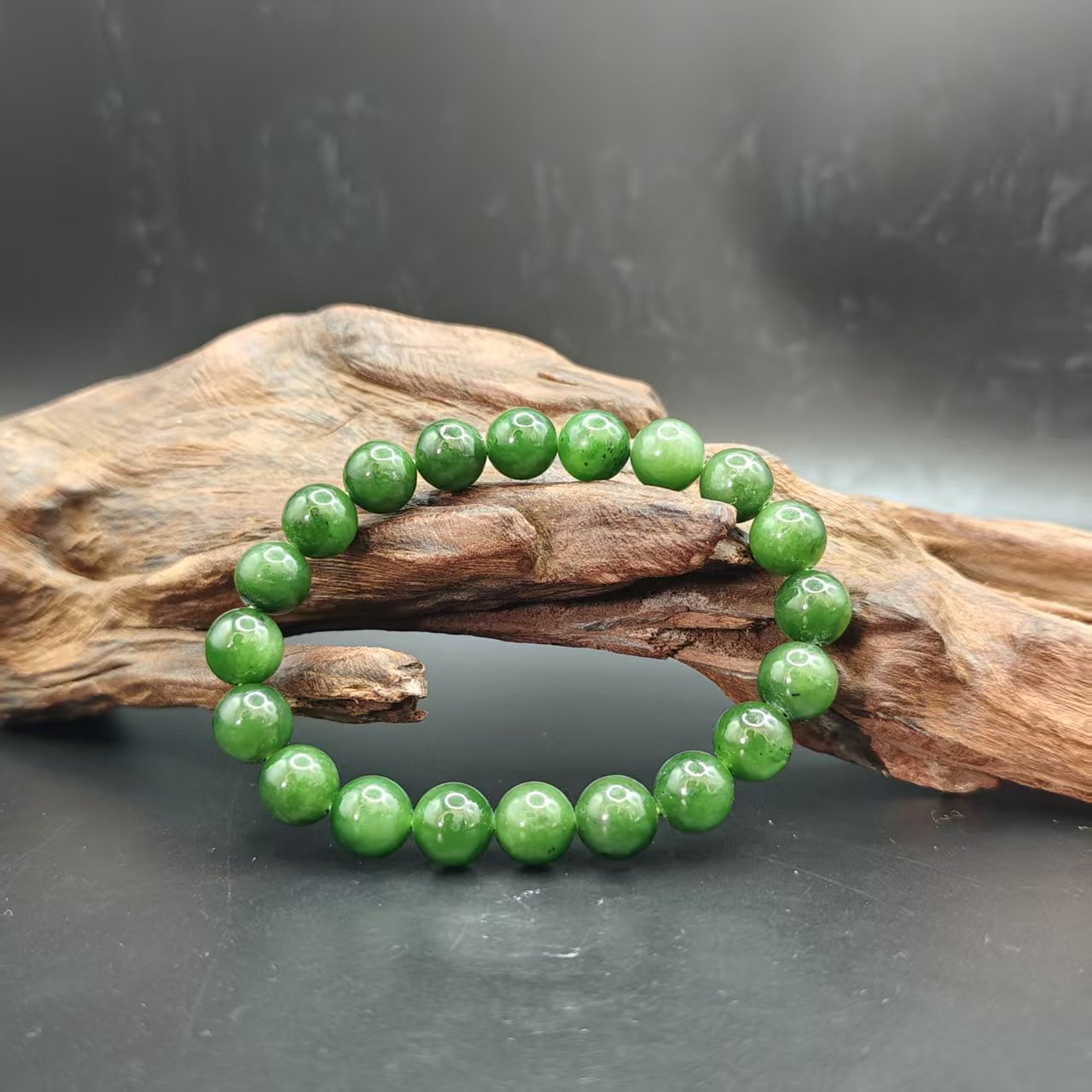 和田玉碧玉圆珠手串（卡10）1653