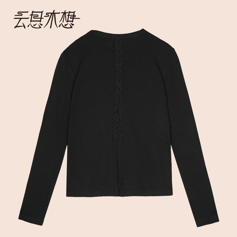 Ysimo-X云思木想 花雾云间 前中镂空花边前后两穿百搭T恤13864