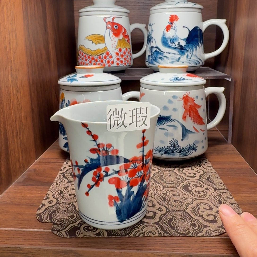 釉下手绘茶具微瑕