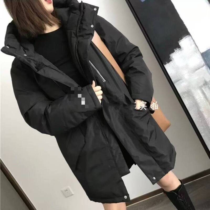 8019 户外机能强度抗寒防风雪连帽加厚中长款羽绒服外套情侣款