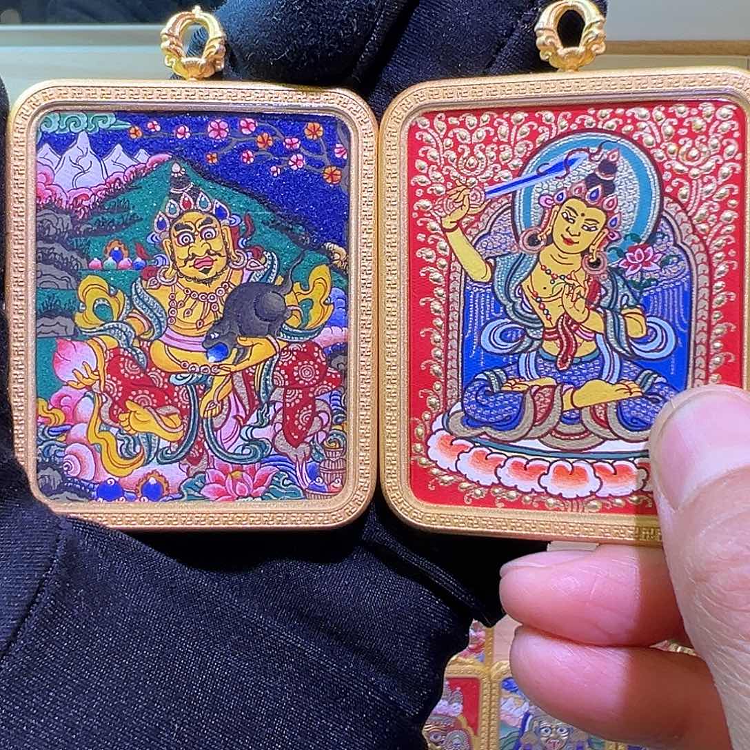 吊坠福福热贡唐卡双面纯手绘