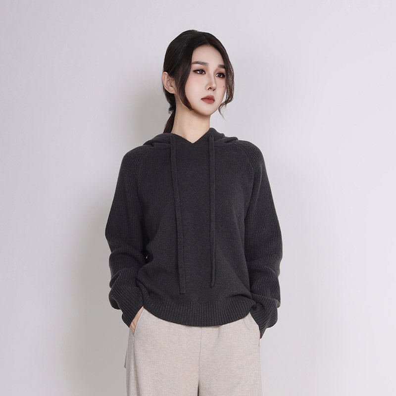 Jane express/简表达25冬新款毛衫长袖时尚秋冬带帽针织DMS51012