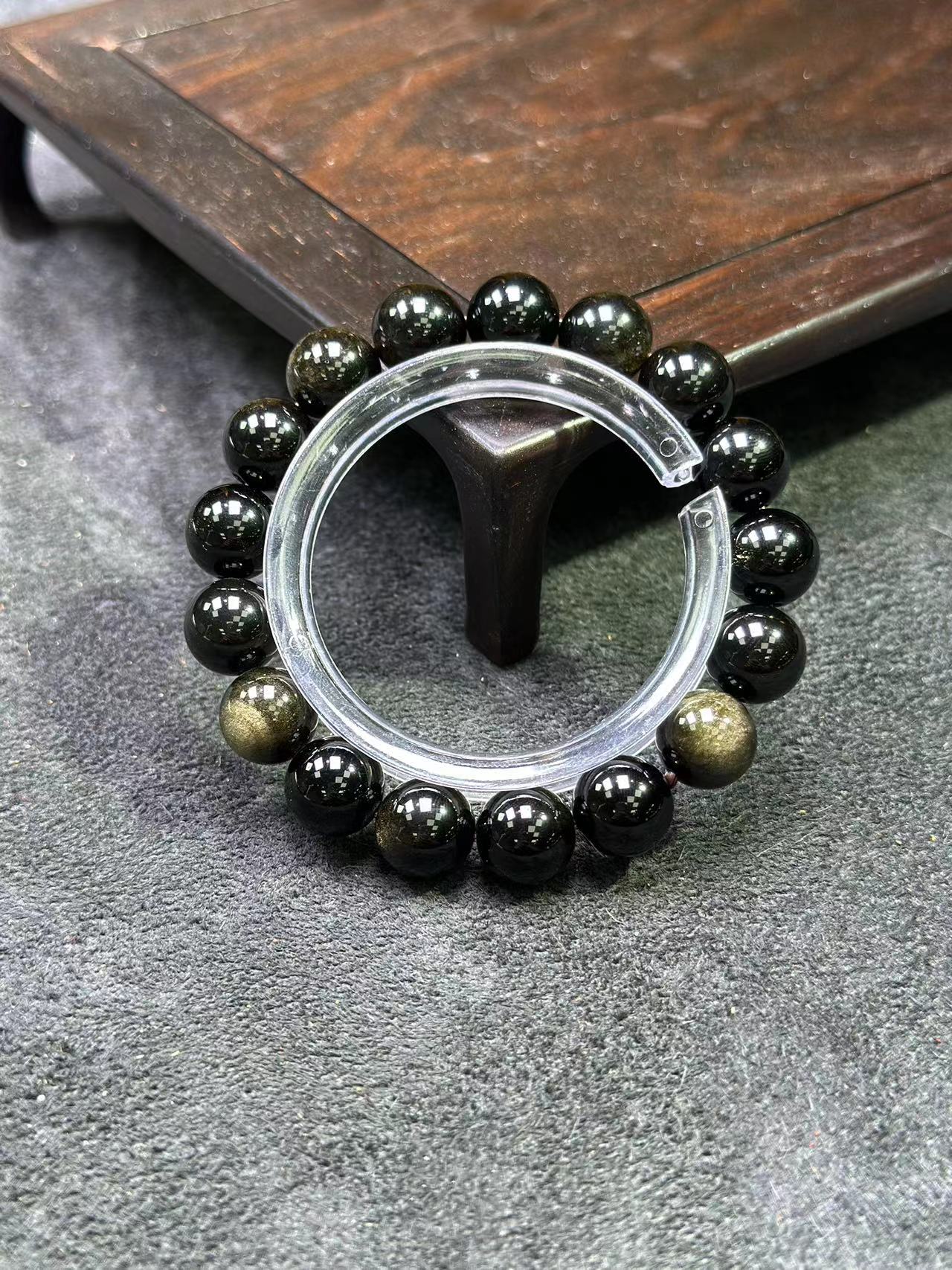 C168黑金金曜石单圈卡1.2手串