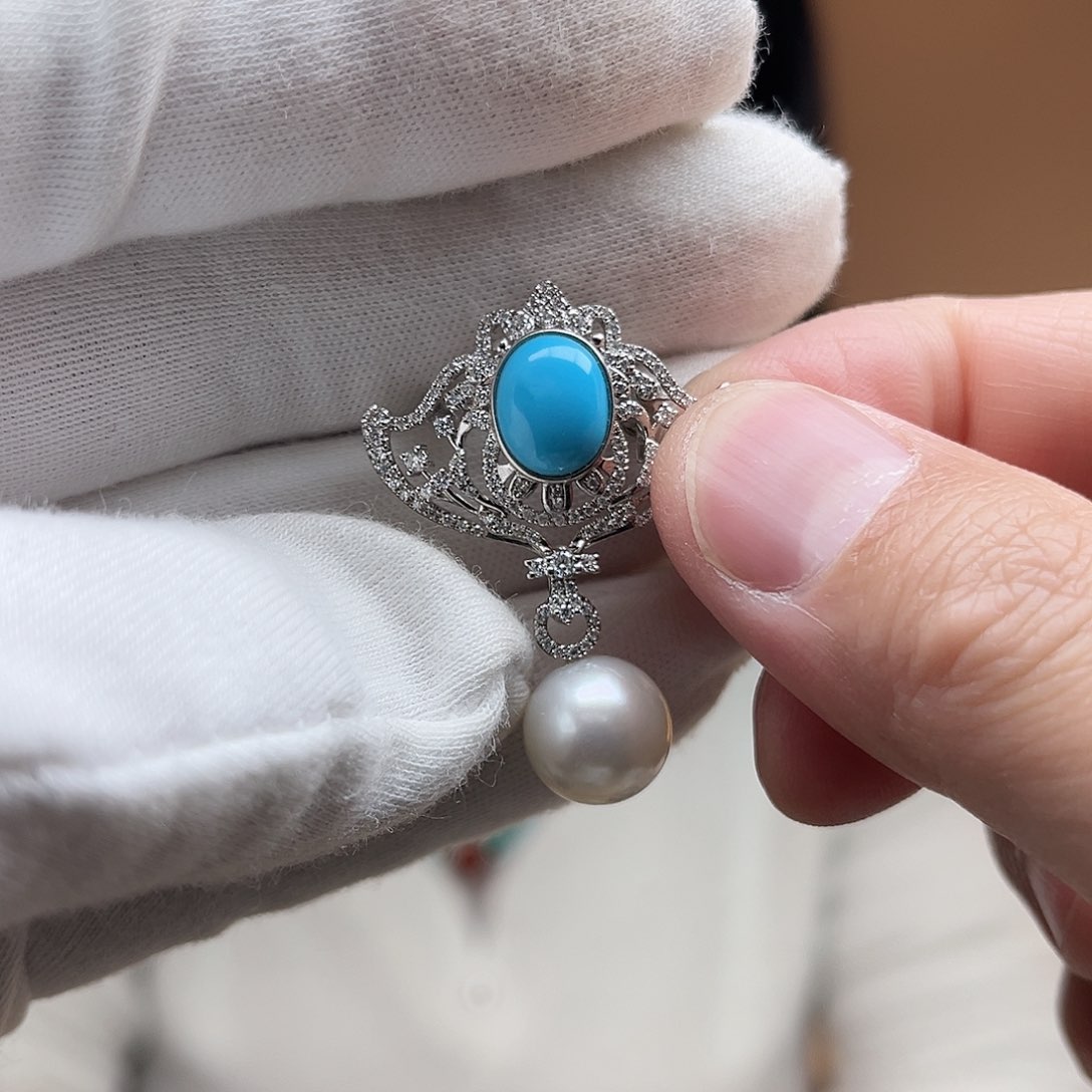 绿松石珠宝奇石银S925镶嵌