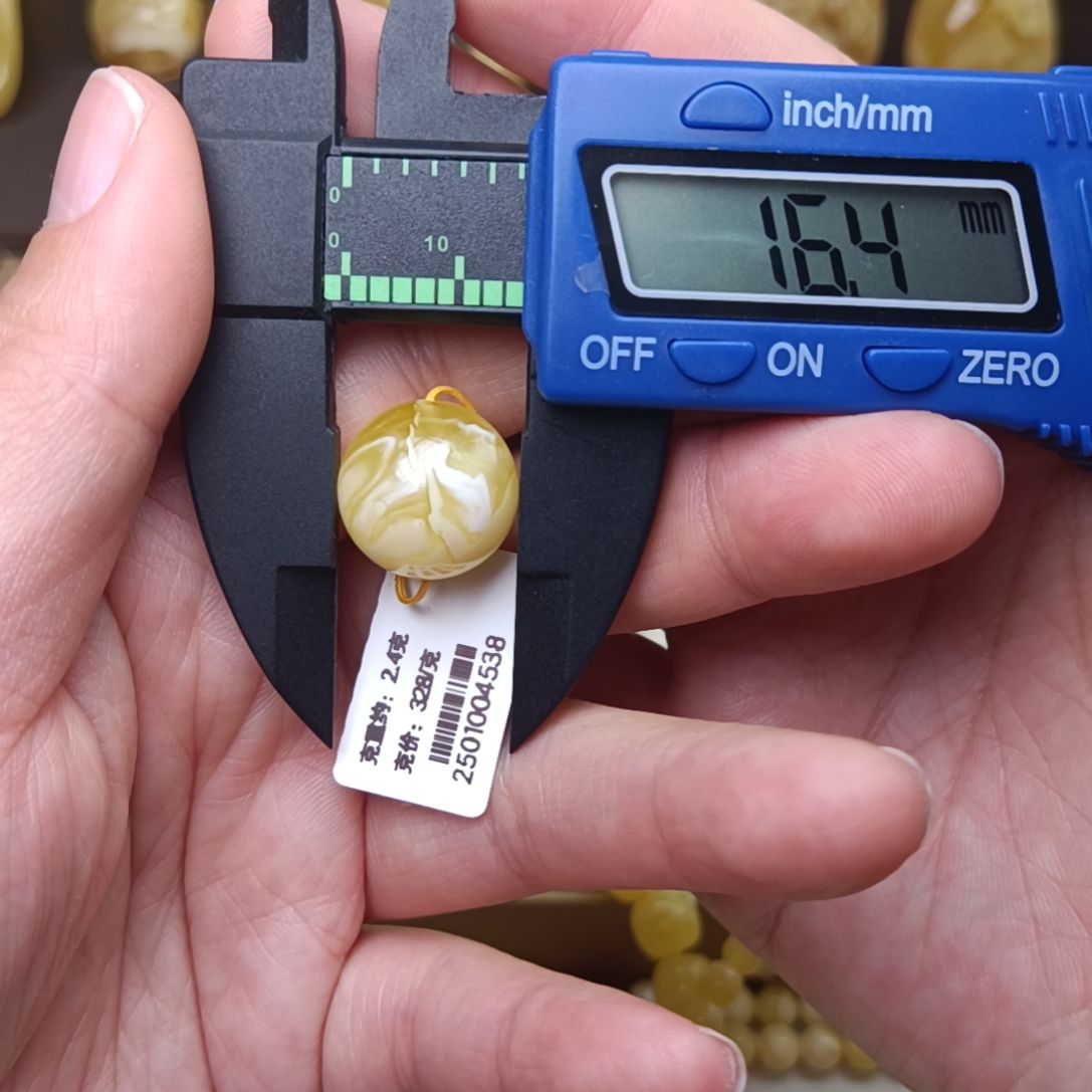 未镶嵌蜜蜡裸石16圆珠金瓷白溶洞妖花