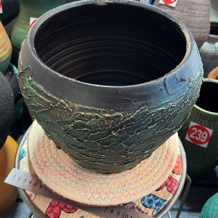 绿金浮雕高20口20带孔