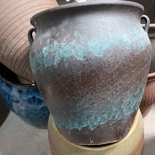 紫砂花盆口24高度26黑刷