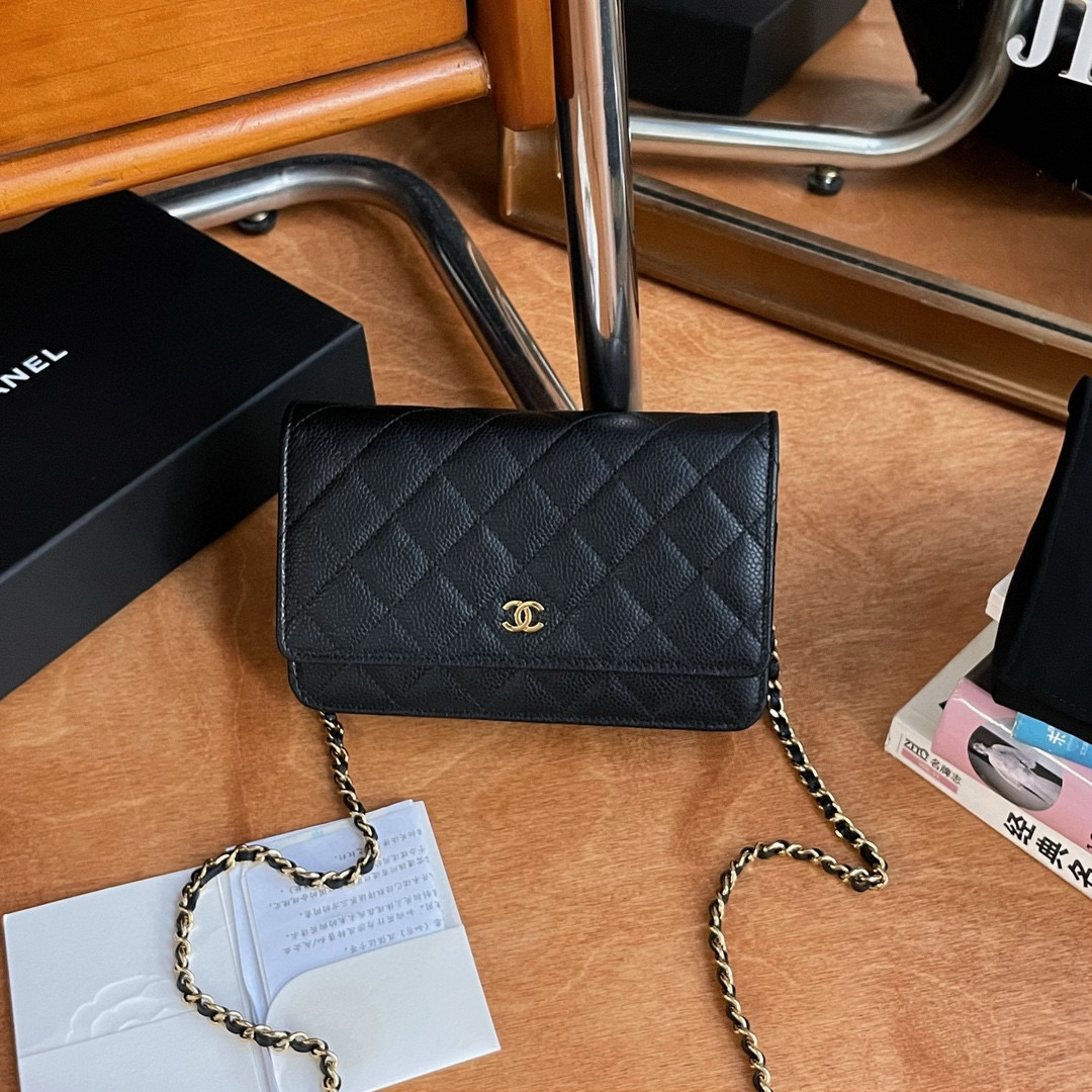99新 Chanel/香奈儿 黑金牛WOC全套芯片23年中检 BJM12-1181