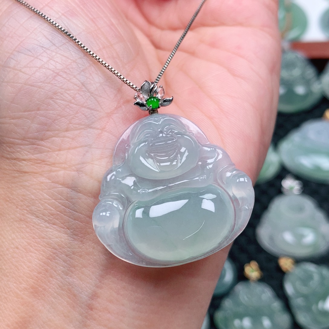 翡翠吊坠(不含链)18K金镶嵌