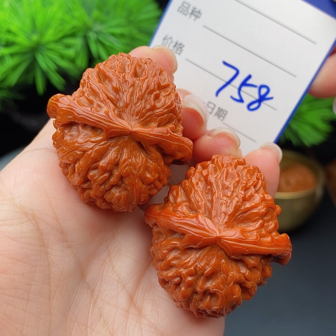 文玩核桃把件37三角白758