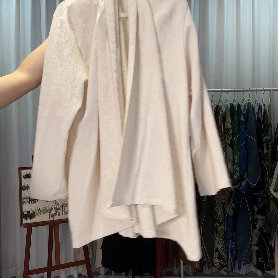 开***酱棉麻手工外套白色