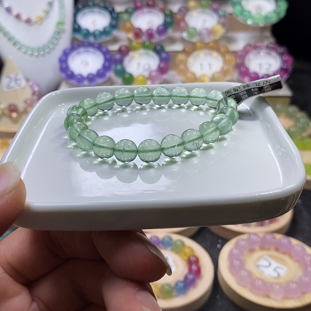 萤石手链未镶嵌薄荷绿9mm