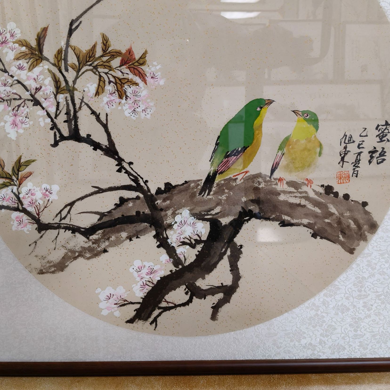手绘国画餐厅挂画带框