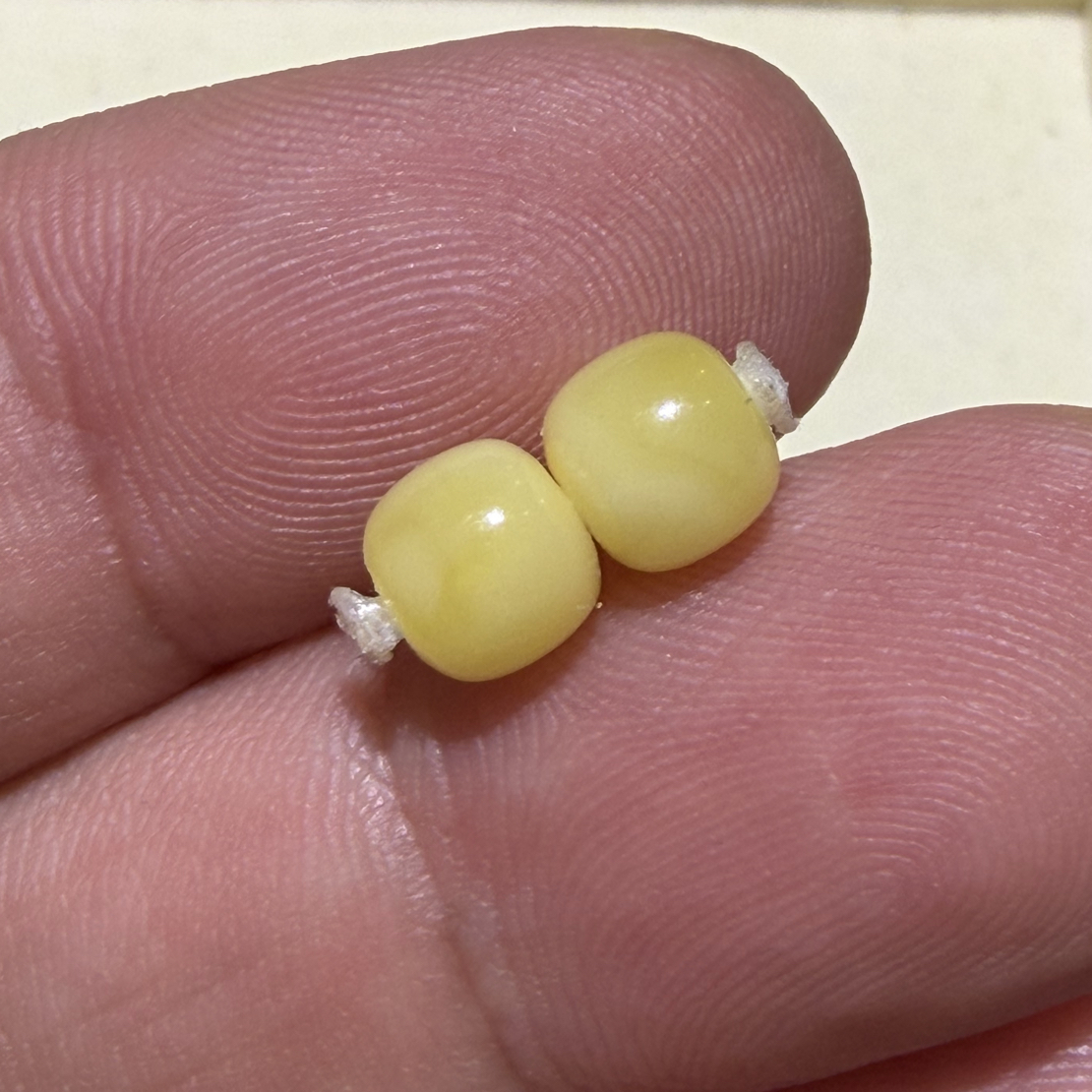 （初心）原矿天然蜜蜡浓蜡俄料精工高桩6.5精品文玩配饰对珠