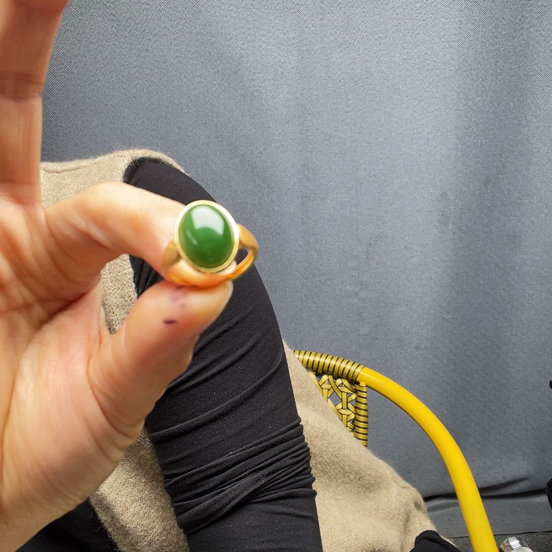 和田玉银S925镶嵌戒指