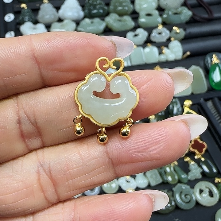 和田玉吊坠(不含链)银S925镶嵌