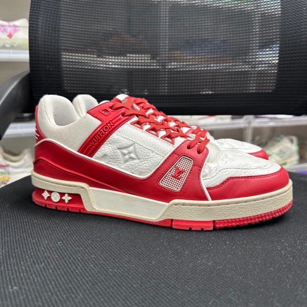 9新 40.5码 路易威登 trainer 白红 慈善 低帮板鞋